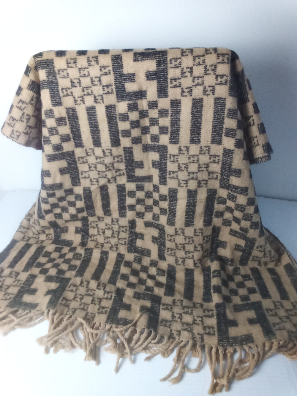 Fendi Zucca Zucchino Wool Large Scarf Shawl Wrap Vintage